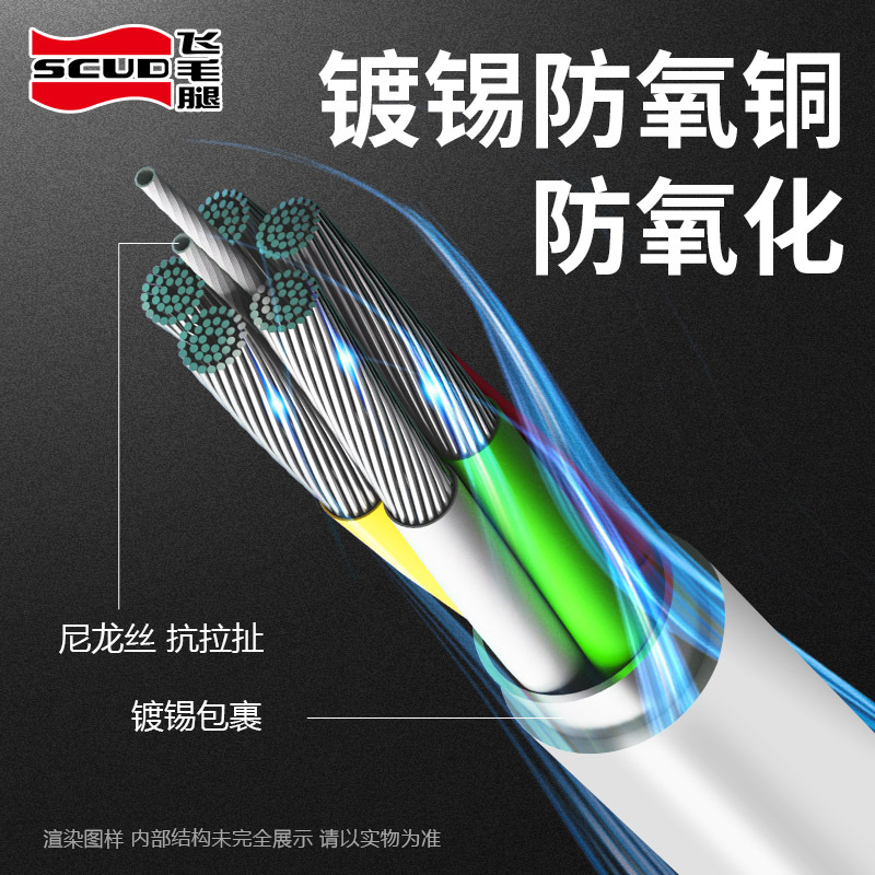 飞毛腿SCUD iPhone 苹果Lightning接口 1M长 白色数据线 Ui101