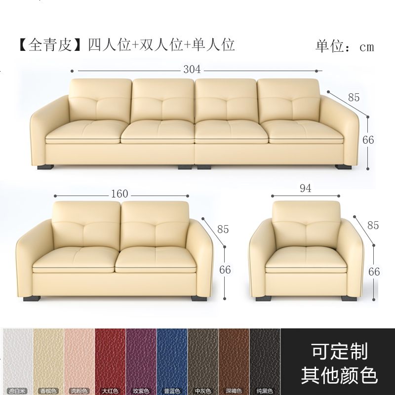 北欧轻奢家用客厅真皮沙发简约现代小户型双三人皮艺沙发贵妃组合高清大图