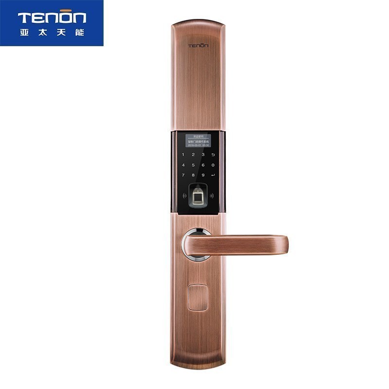 亚太天能(TENON)智能指纹锁 家用密码锁防盗门锁电子门锁铁门木门 T108 深红古铜(标准版)