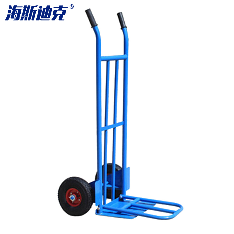 海斯迪克 gnjz-180 老虎车 搬运车 两轮手推车 搬货拖车折叠拉货车 手拉小推车 蓝色双杆充气500斤