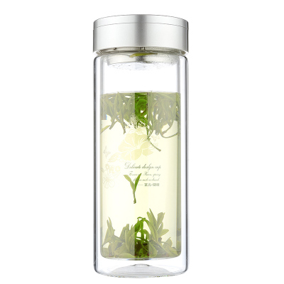 富光(FUGUANG)700-500 500ml玻璃杯双层耐热水杯创意带盖过滤男女士杯子防摔便携泡茶杯