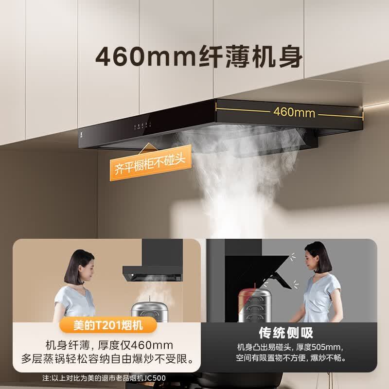 美的(Midea)抽油烟机家用自动清洗欧式21m³风量wifi智控吸油烟机顶吸抽烟机脱排油烟机CXW-268-T201高清大图