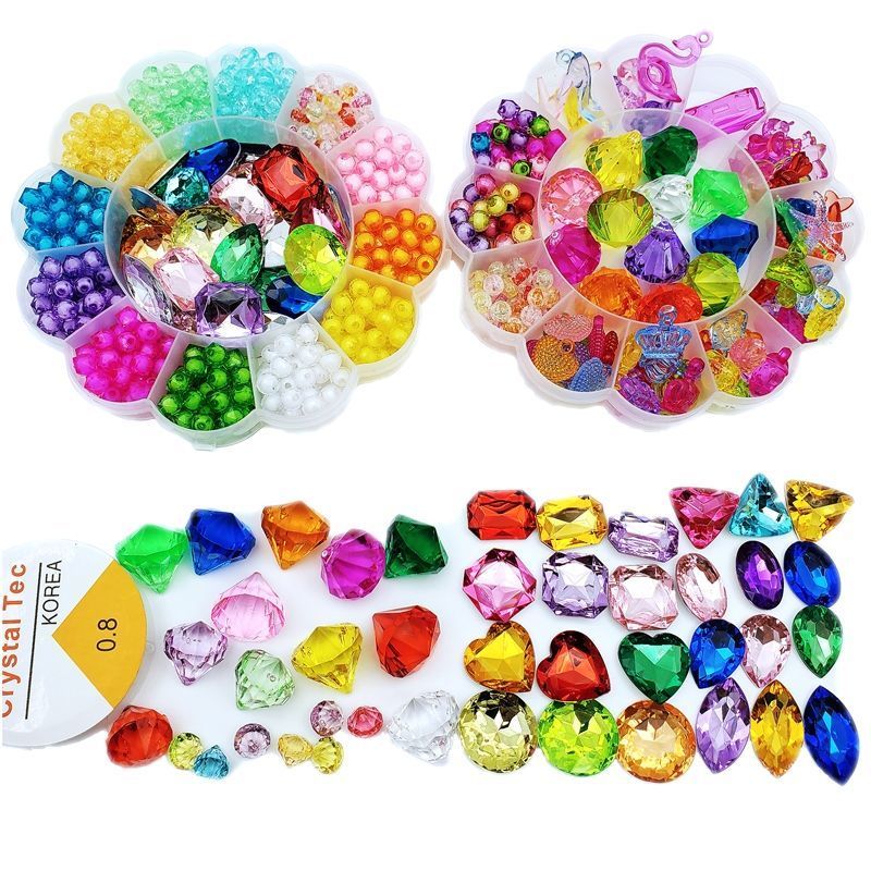 儿童玩具宝石玩具女孩串珠手工diy材料包串珠玩具珠子手工编织宝石64