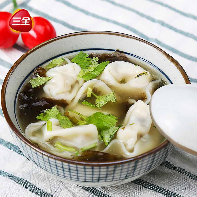 三全馄饨上海风味方便速食荠菜150g*1袋+香菇150g*1袋+三鲜150g*1袋高清大图