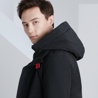 雅鹿羽绒服男士中长款连帽外套2019新款加厚保暖时尚羽绒服潮