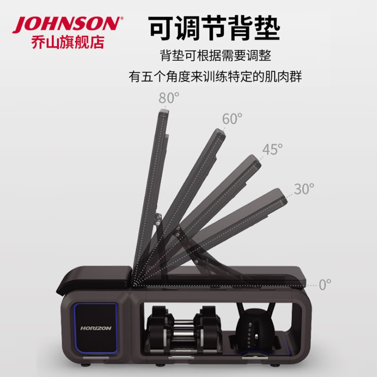 乔山(JOHNSON)哑铃可调节重量家用健身器材男女通用多功能 HBN70(哑铃*2+壶铃*1+哑铃凳)高清大图