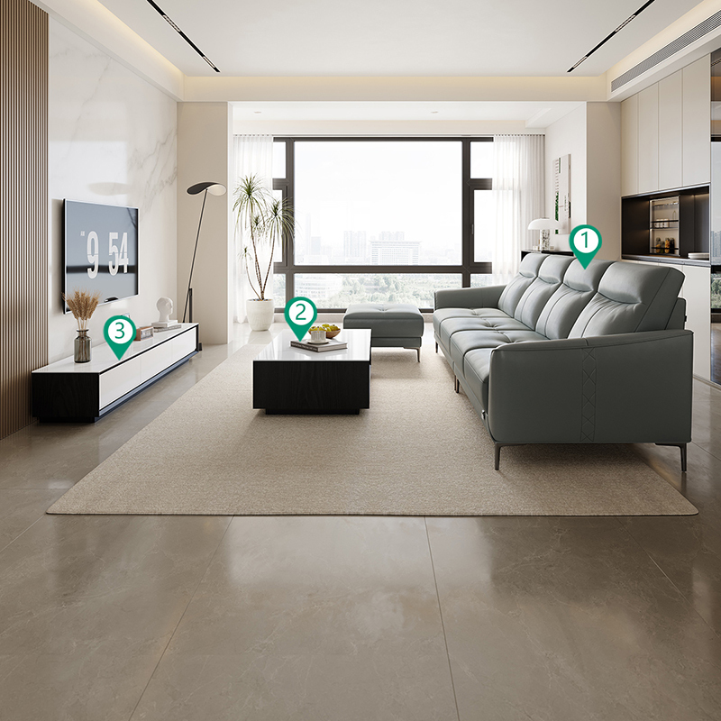 现代简约经典皮艺沙发茶几电视柜客厅套装102710tz