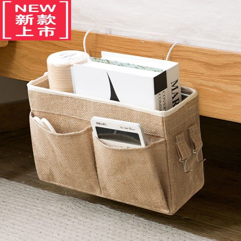 可莉允宿舍床头收纳挂袋墙上布艺置物袋学生课本存放浴室门后床边挂篮图片