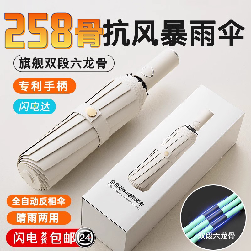 258骨雨伞全自动伞晴雨两用伞加粗加厚加固太阳伞女防晒防紫外线高清大图