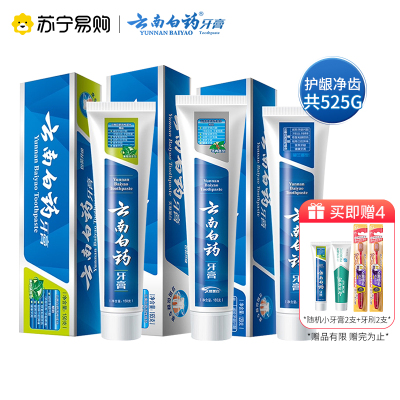 云南白药牙膏健齿护龈去黄去口臭牙刷套装525G(薄荷150g+冬青165g+留兰香120g+薄荷45g+冰柠45g)
