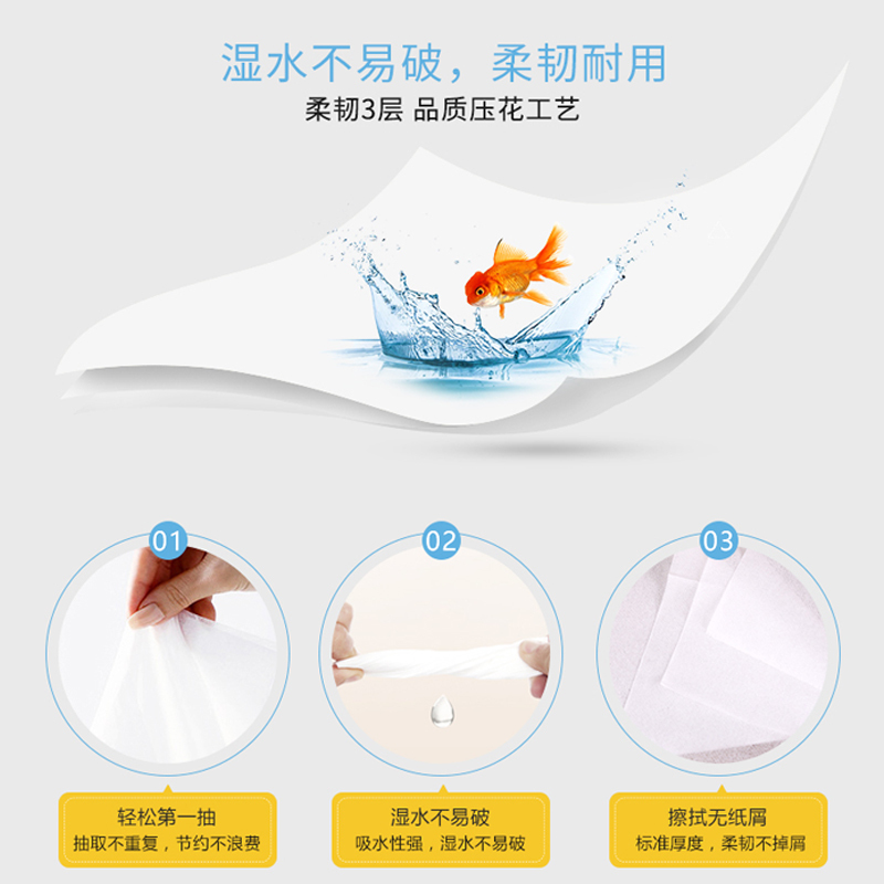 原森印记原木抽纸24包 3层110抽柔韧湿水纸巾婴儿可用餐巾纸抽取式卫生纸