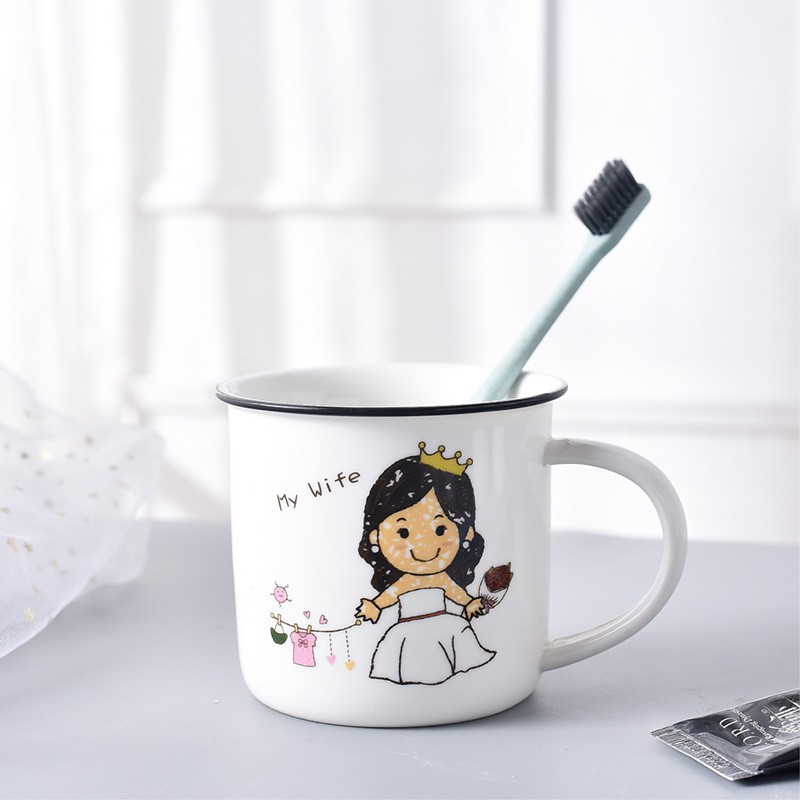 一家人漱口牙缸杯可爱儿童亲子刷牙杯家用四口杯子情侣洗漱杯陶瓷 三维工匠 漱口杯-姨-姨