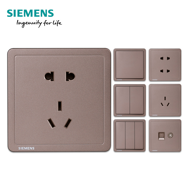 西门子(SIEMENS)开关插座面板致典曦金褐86型五孔USB空调16A 电源插座墙壁暗装
