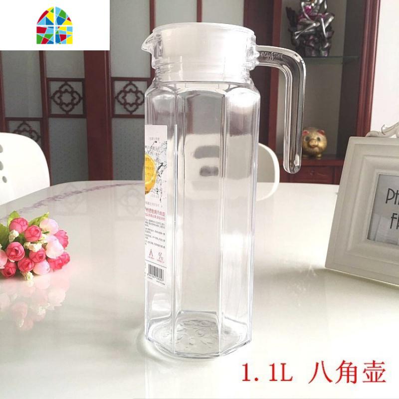 玻璃冷水壶扎壶凉水杯耐热大容量家用套装凉水壶 FENGHOU 1.1L八角壶_510