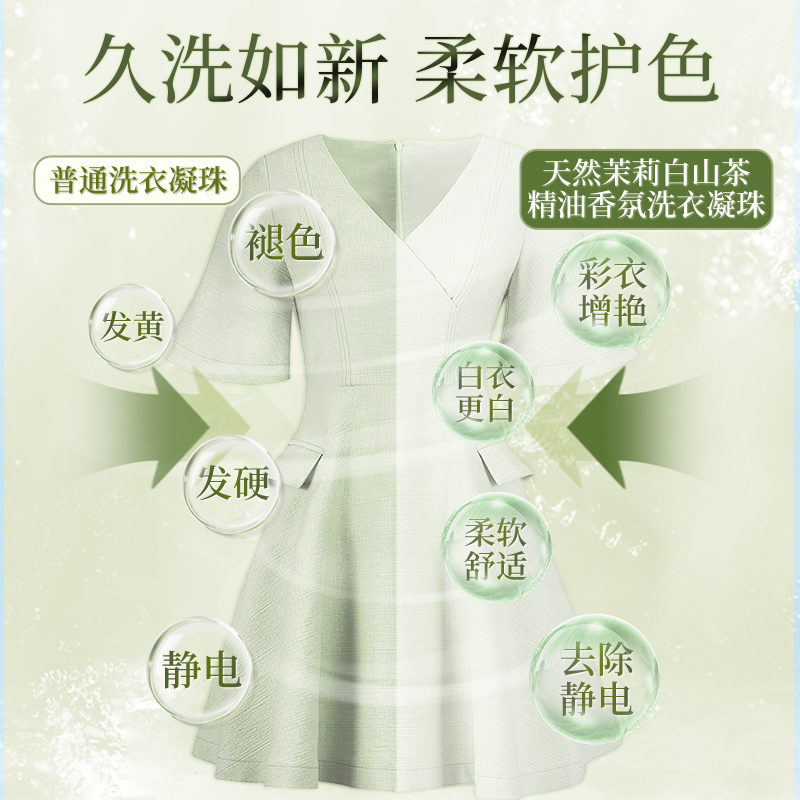 蔬果园天然茉莉白山茶精油香氛洗衣凝珠(袋装)8g*32颗 SGY0780高清大图
