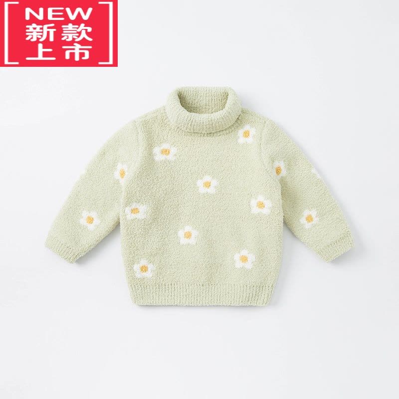 可莉允儿童毛衣女童冬装宝宝雪尼尔针织衫童装加厚打底高领图片