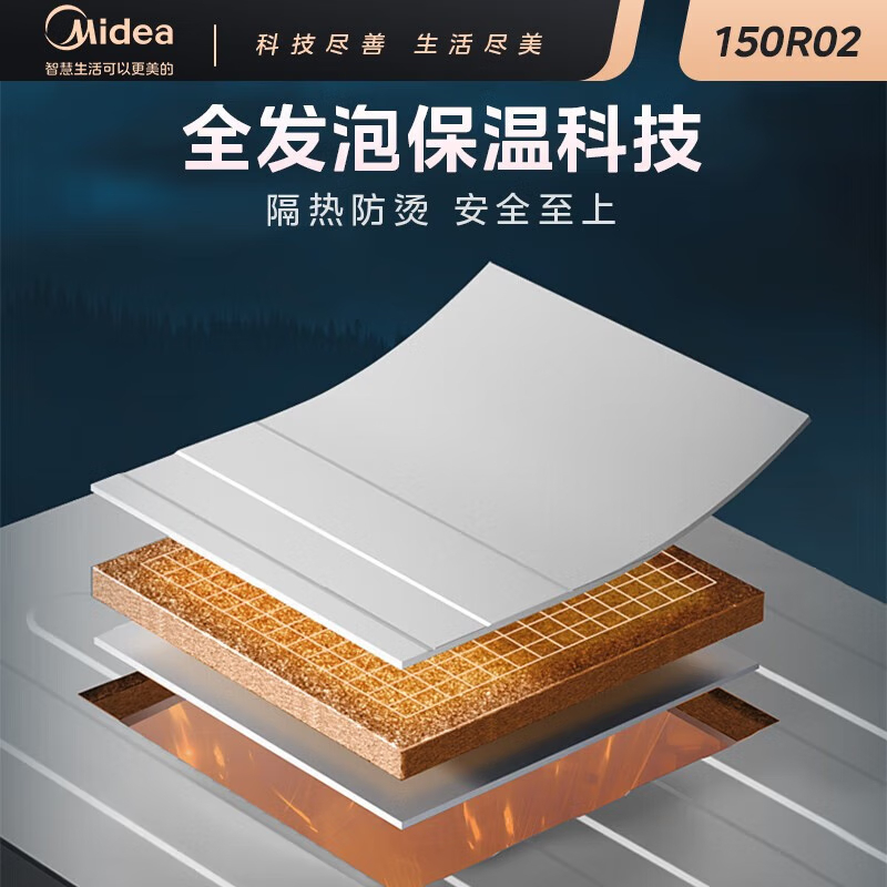 美的消毒柜家用立式 二星级双门5层消毒碗柜 家商两用大容量150L 150R02高清大图