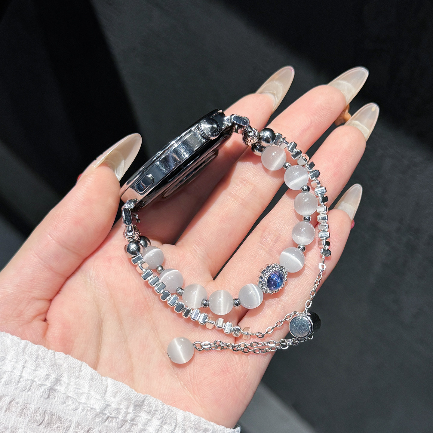 适用于华为手环11表带11pro新款10金属9猫咪镶钻表链watch band98智能NFC荣耀手环10/97夏季高级轻高清大图