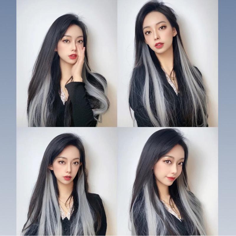 彩色挂耳烫假发片女长发挑染无痕一片式lisa同款接发条挂耳染发片