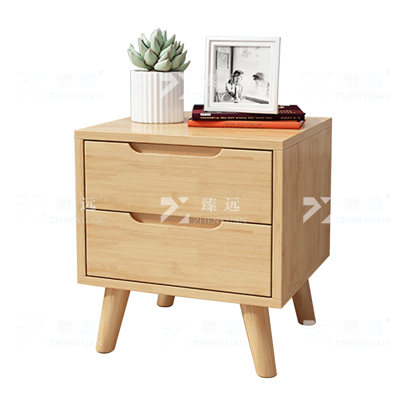 臻远 ZY4030702实木床头柜简约床边柜子收纳柜储物柜斜脚双抽款
