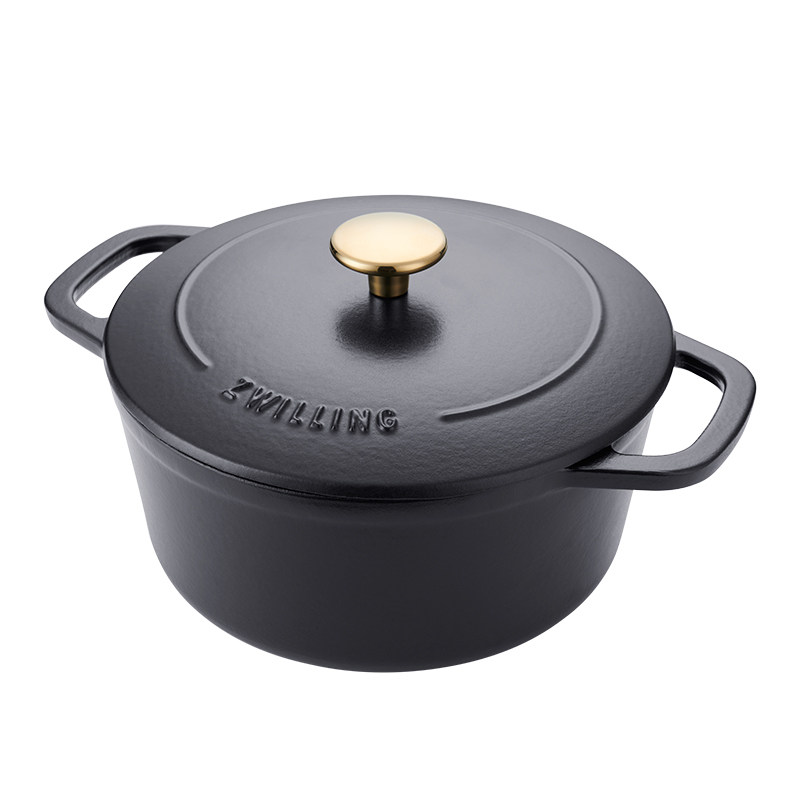 双立人(ZWILLING)珐琅锅铸铁锅汤锅圆形炖锅煲汤锅炖汤锅电磁炉通用 40202-021哑光黑24cm