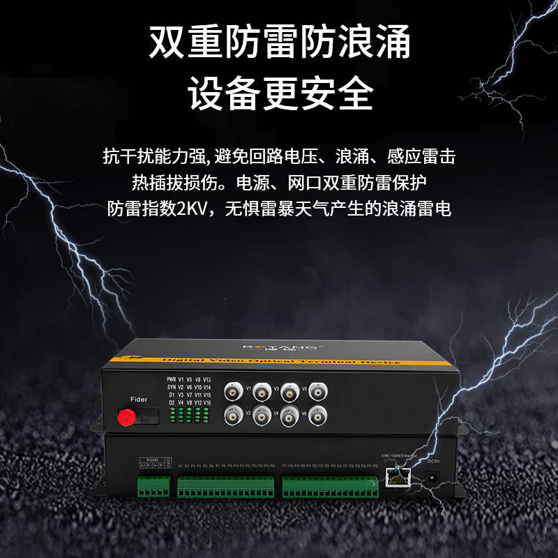博扬 综合业务电话光端机2路电话+1路百兆网络+8路视频+1路双向音频+4路双向开关量+RS485 一对BY-8V1ER