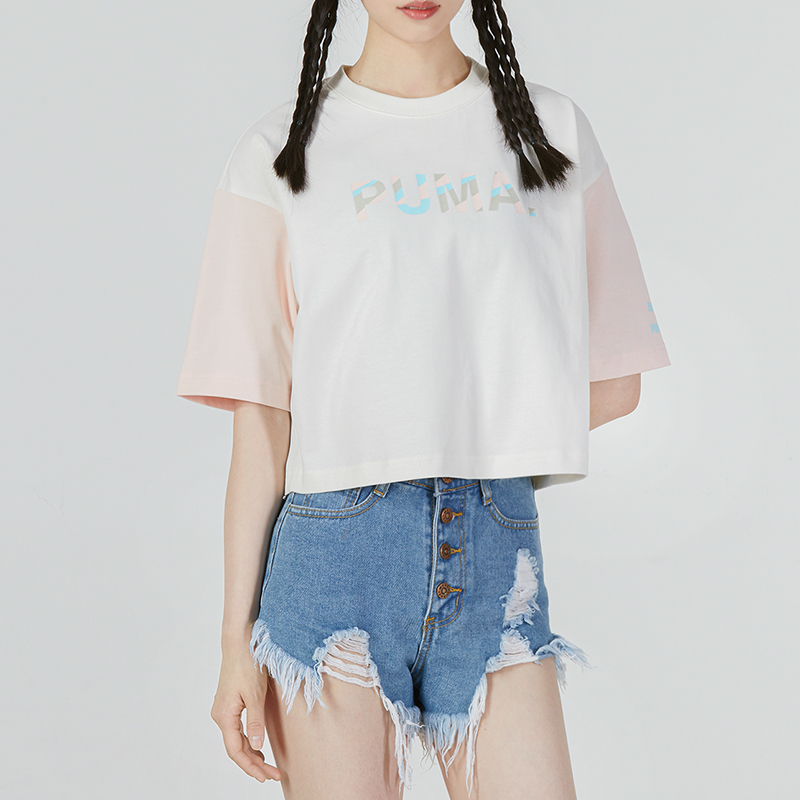 彪马(PUMA)女装 2023夏季新款运动服健身训练半袖时尚舒适透气圆领短袖T恤 535007-93