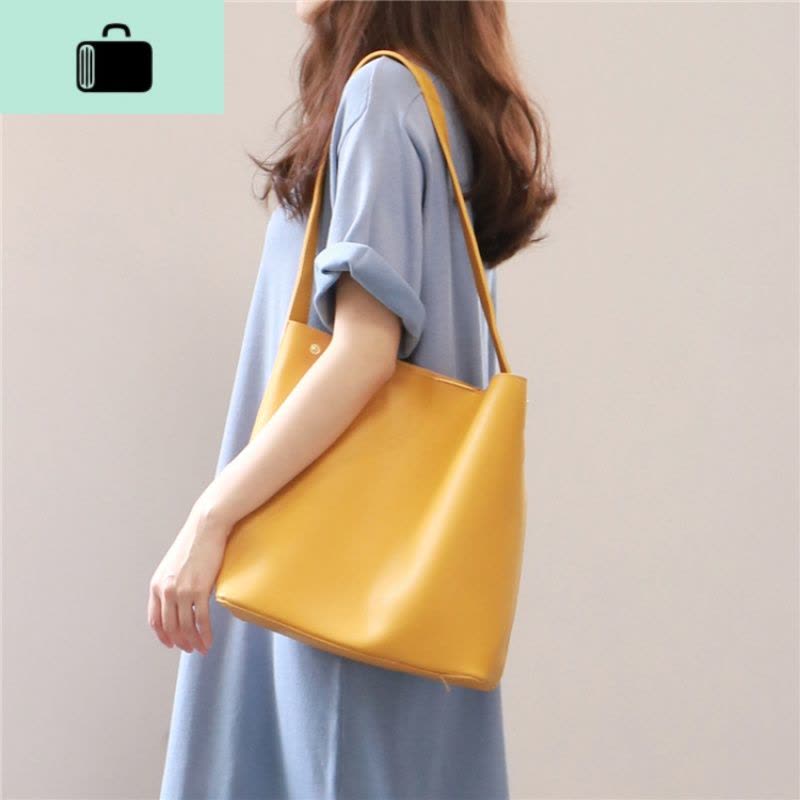 宽肩带ins米色网红水桶包包女斜挎包韩版百搭大容量夏季单肩跨包NEW LAKE图片