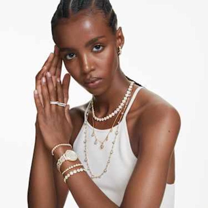 施华洛世奇(SWAROVSKI)耳饰女金 tone镀金swarovski锆石渐层圈环图片