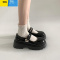 聚范厚底增高玛丽珍乐福单鞋女2024新款夏季复古甜酷黑色配裙子小皮鞋