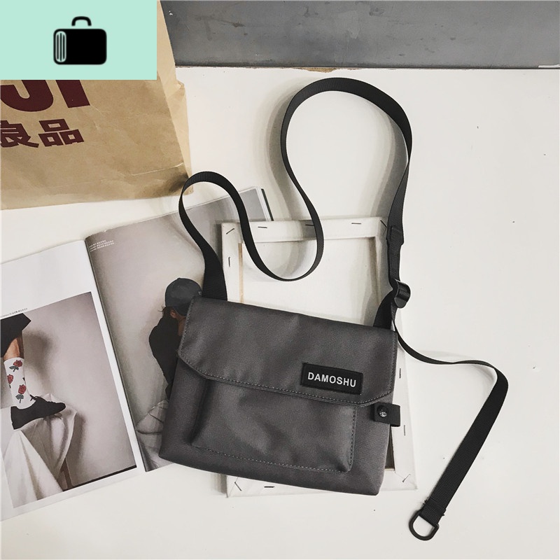 日系小挎包复古男士休闲斜挎包男生韩版潮包学生简约单肩包帆布包NEWLAKE 灰色收藏下单送礼物