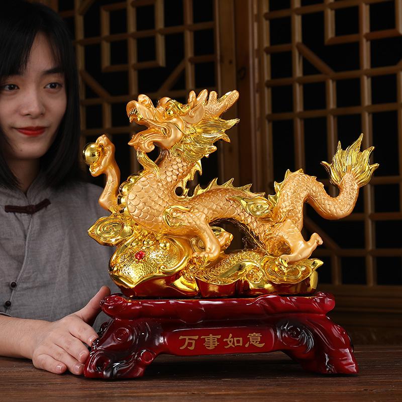 美帮汇12生肖龙摆件金龙中国龙办公室老板桌面书房装饰工艺礼品高清大图