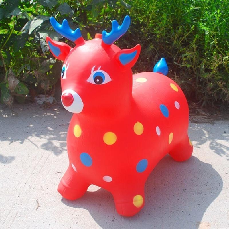 无音乐可爱鹿颜色随机一个小马玩具可以骑儿童充气玩具音乐跳跳马坐骑