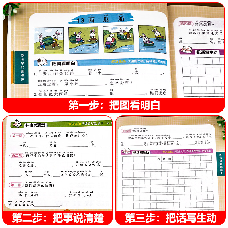 [二年级]看图写话 小学二年级 [正版]看图写话二年级 老师写作训练范本大全上册下册人教版上 下小学看图说话小学生作文书高清大图
