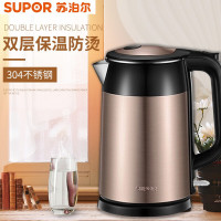 苏泊尔(SUPOR)SWF17S26A全钢无缝304不锈钢材质双层防烫保温电水壶1.7L