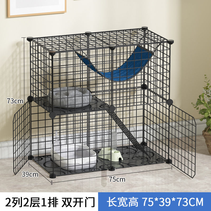 精装款(常规款+猫窝+猫吊床) 2格[大小猫都能用] 猫笼子家用特价花式别墅小型猫咪笼子宠物小猫窝超大自由空间猫舍