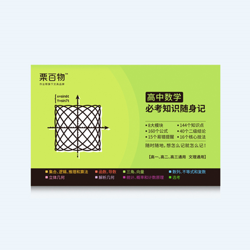 [正版]作业帮高中数学必考知识随身记 数学手卡 高中一二三文理通用 8大模块144个知识点160个公式40个二级结论1高清大图