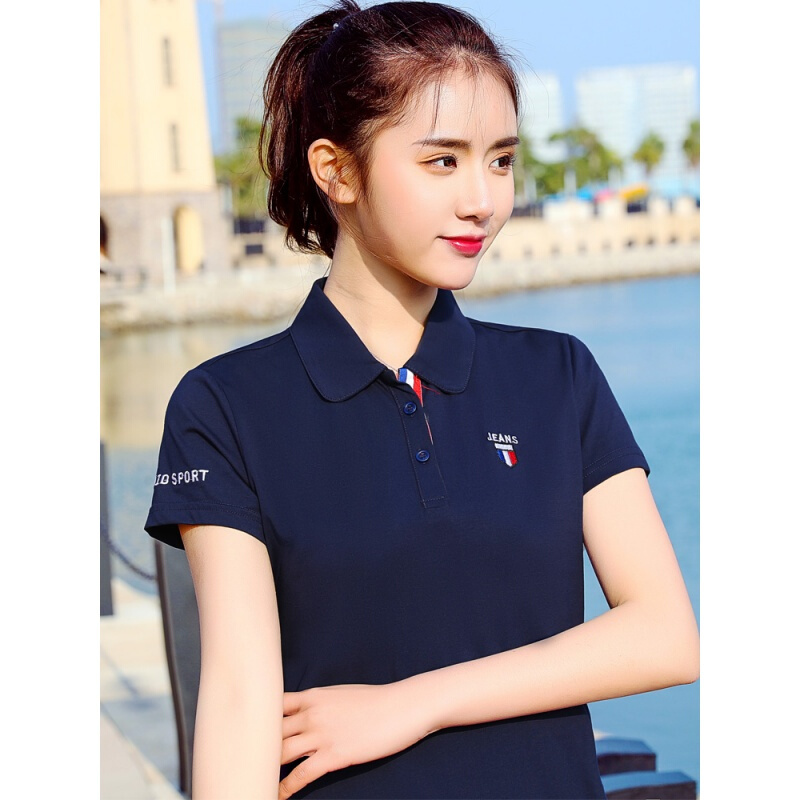 T恤短袖女2018新款夏装棉衣服宽松大码运动休闲上衣翻领POLO衫