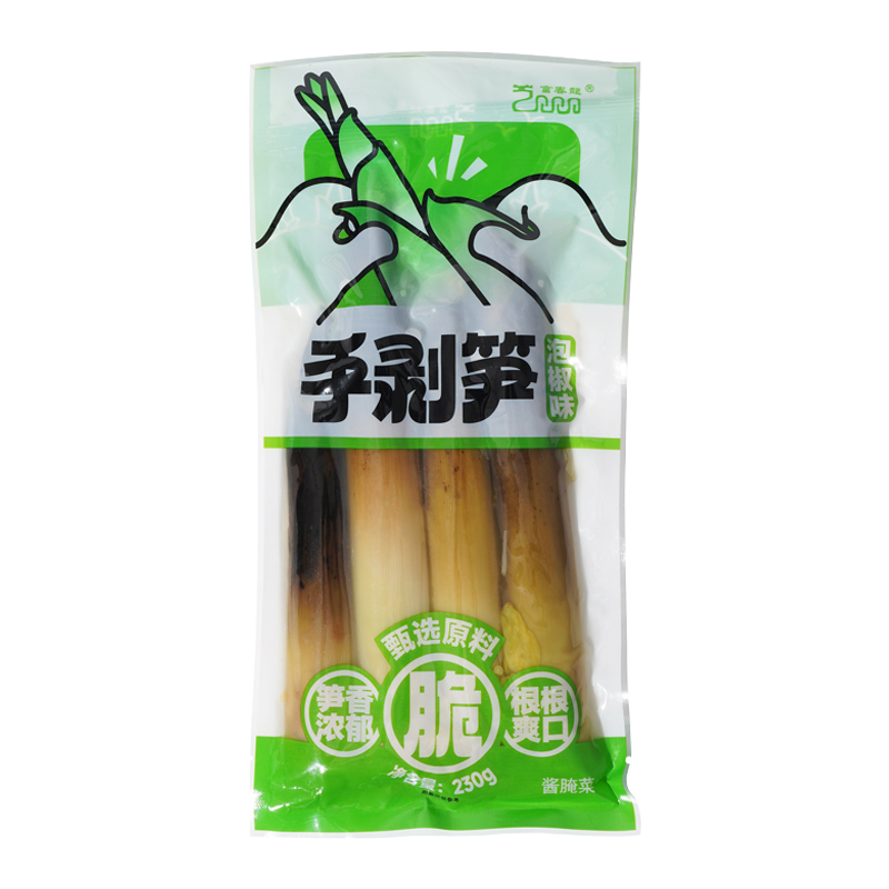 富春龙即食手剥笋230g*3袋装 泡椒味 鲜嫩多汁脆爽可口高清大图