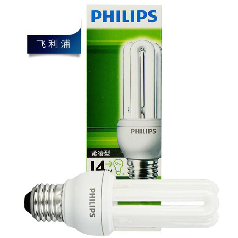 飞利浦(Philips) 14W E27 紧凑型 节能灯泡 黄光 12支 (单位:件)