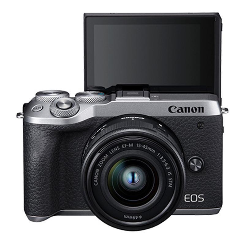 佳能(Canon) EOS M6 Mark II (15-45 IS STM+55-200 IS)(银色)数码微单相机 约3250万像素