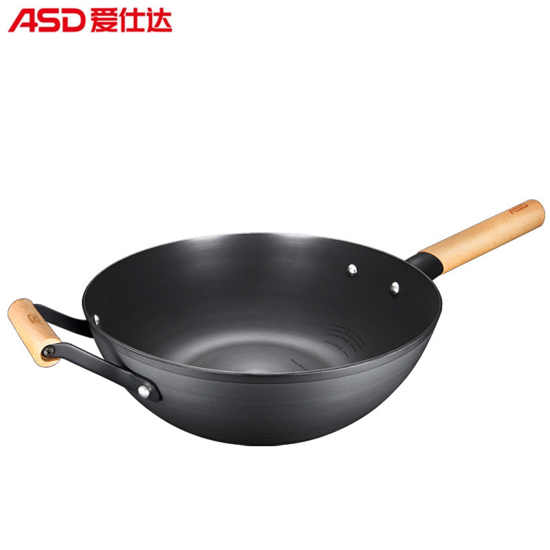 爱仕达(ASD)炒锅 32CM古道生态铸铁炒锅 油你控磁通锈不了铁锅 CF32A3WG