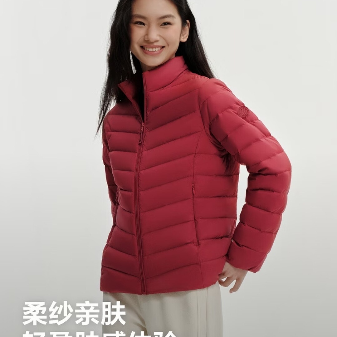 波司登(BOSIDENG)女士轻薄羽绒服短款立领排骨条百搭外套B260135006 梅洛酒红|1929 尺码175高清大图