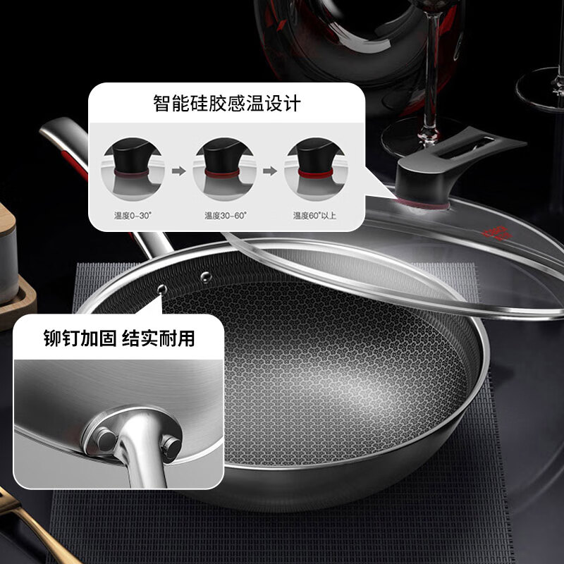 康巴赫 316L不锈钢炒菜锅32cm CHC32A3高清大图