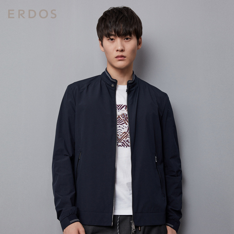 ERDOS 秋冬男士立领夹克商务休闲短款拉链上衣外套领口罗纹