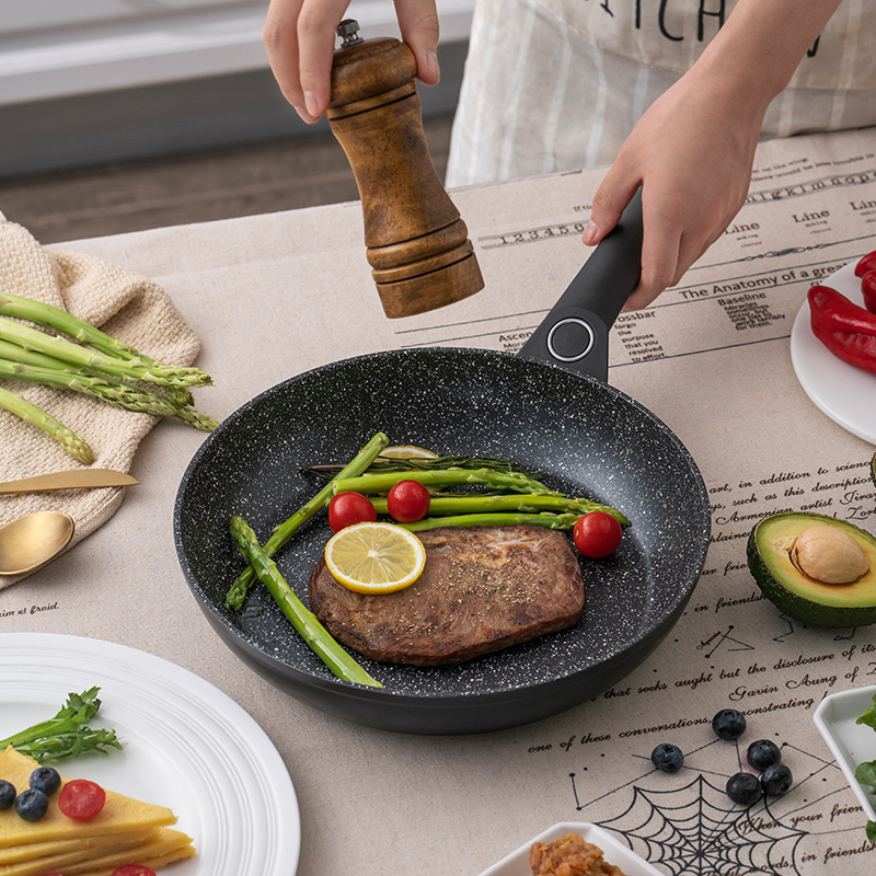爱仕达(ASD) 平底锅煎锅 易洁不粘麦饭石色煎蛋煎饼牛排锅 燃气电磁通用 24CM JL24S1WG