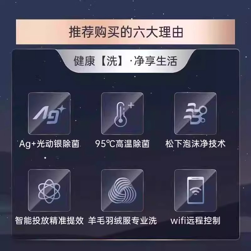 松下白月光轻奢版滚筒洗衣机全自动家用10KG大容量智能变频双除菌N3M2高清大图