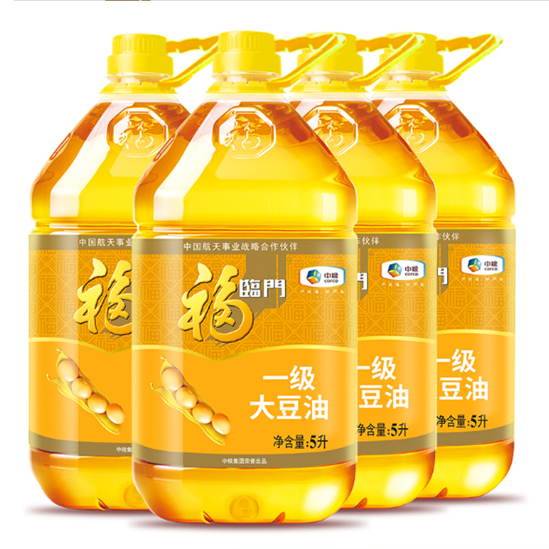 中粮福临门浓香大豆油5L/桶家用食用油物理压榨一级大豆油