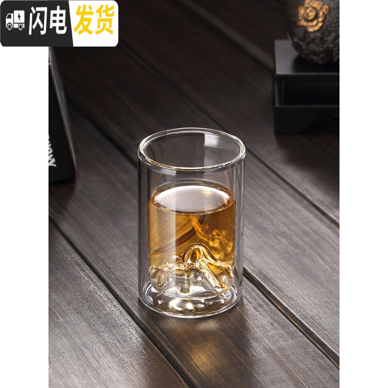三维工匠富士山双层杯子男创意家用玻璃杯网红水杯夏天办公个性泡茶茶杯_360高清大图