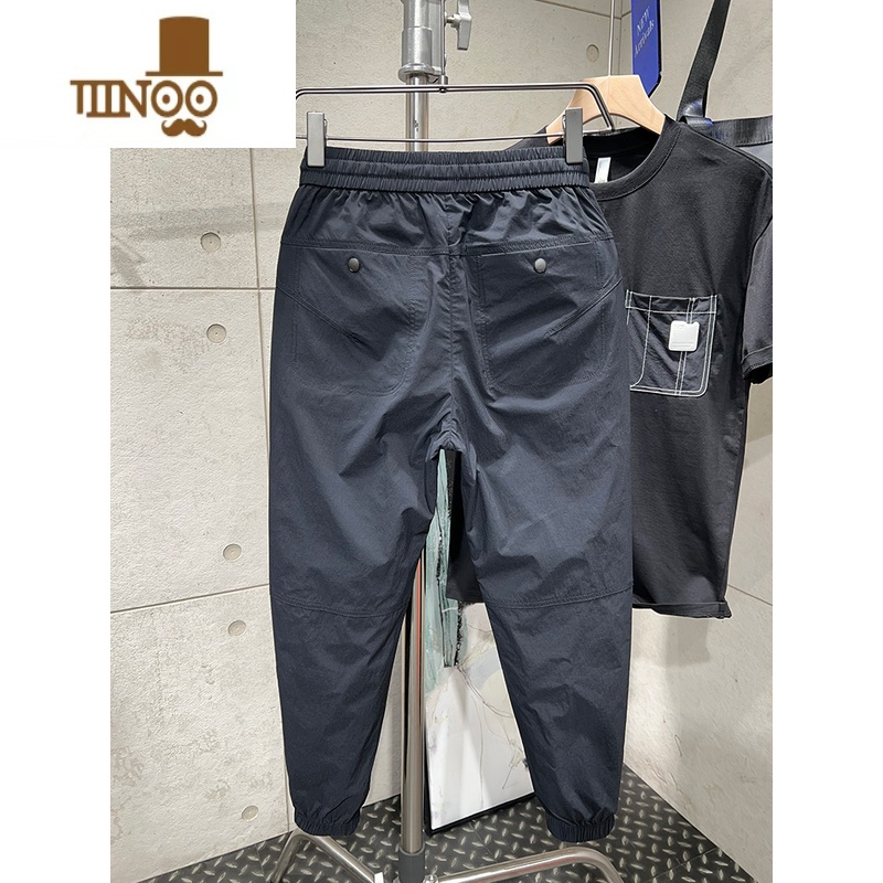 YANXU潮牌男士薄款速干裤时尚休闲裤子夏款九分束脚运动裤百搭小脚裤男高清大图